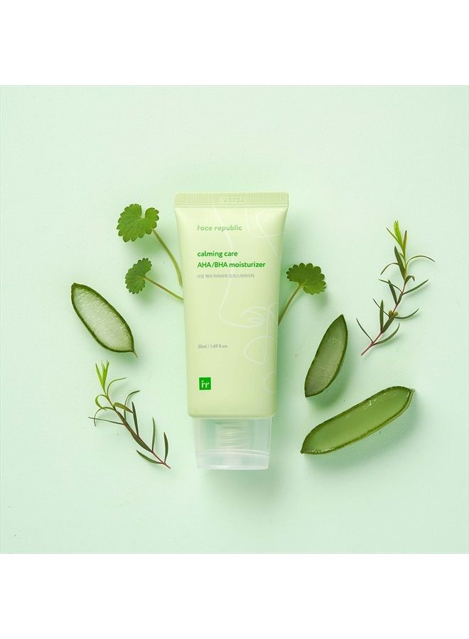 Face Republic Calming Care AHA/BHA Moisturizer 50mL | Soothing Gel Cream | Clarifying & Moisturizing | Cica, Aloe, Squalane | Korean Skincare  - Image 4