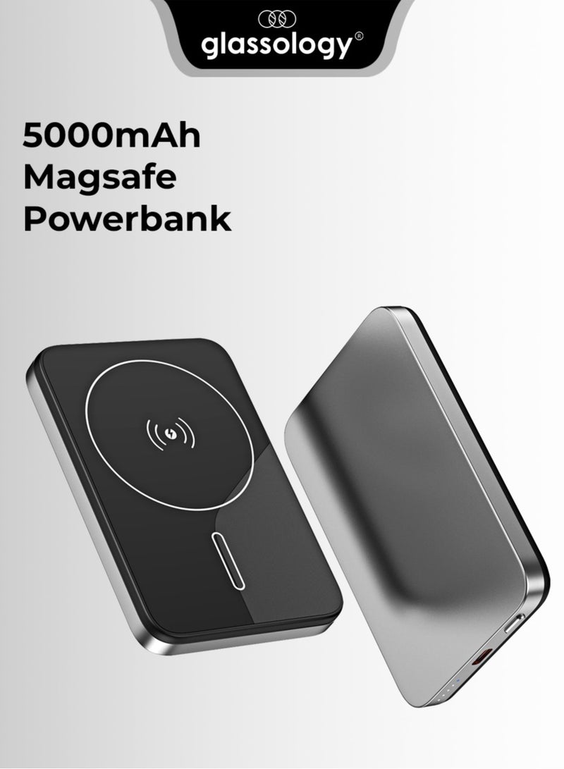 جلاسولوجي Mini 5000mAh MagSafe Power Bank PD 22.5W Fast Charging, 15W Wireless, Type-C Input,Output Compact Portable Charger Compatible with Apple iPhone & Other USB-C Devices - Image 1