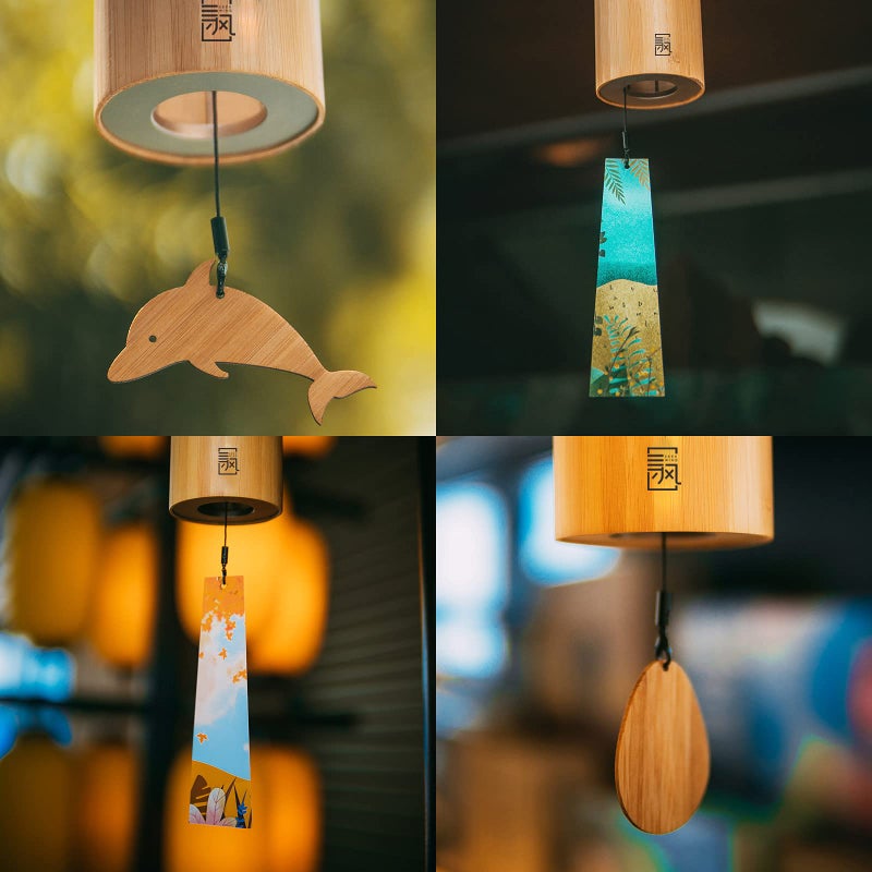 LingTing Bamboo Wind Chimes for Sound Healing, Meditation, Relaxing Emotions,Chord Wind Chimes Hand-Cranked Wind Chimes Unique Decor Gardening Gift for Outdoor Decoration(C-Wind), Yellow - Image 3