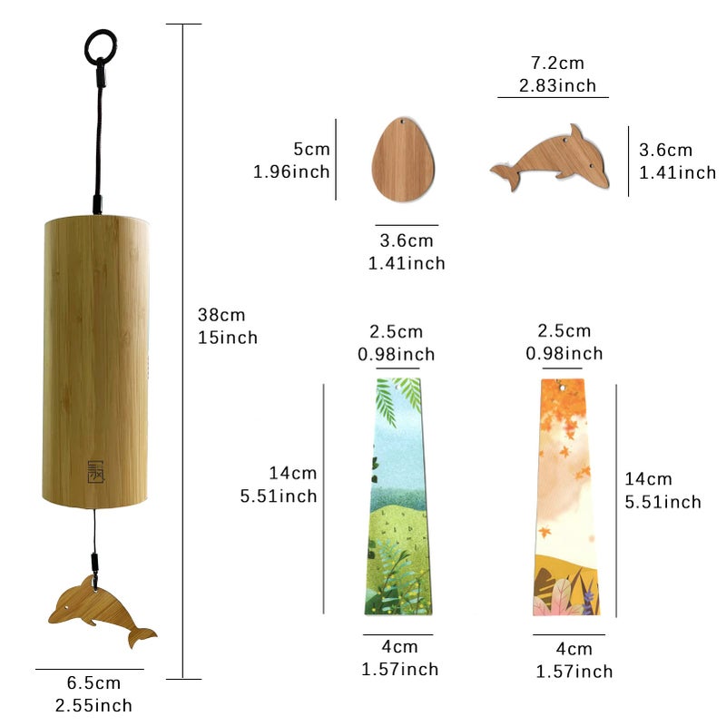 LingTing Bamboo Wind Chimes for Sound Healing, Meditation, Relaxing Emotions,Chord Wind Chimes Hand-Cranked Wind Chimes Unique Decor Gardening Gift for Outdoor Decoration(C-Wind), Yellow - Image 2