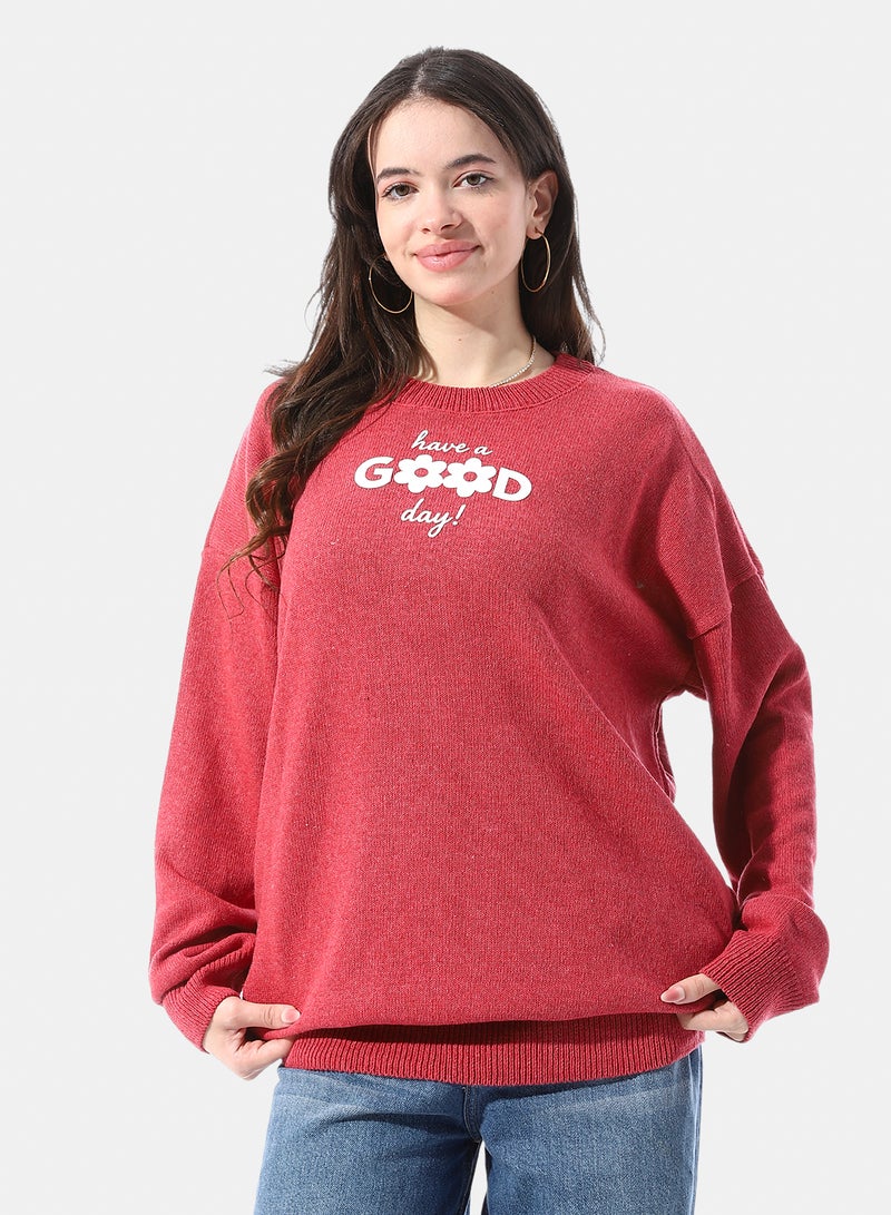 Andora Have A Good Day Patterned Long Sleeves Pullover - Image 1