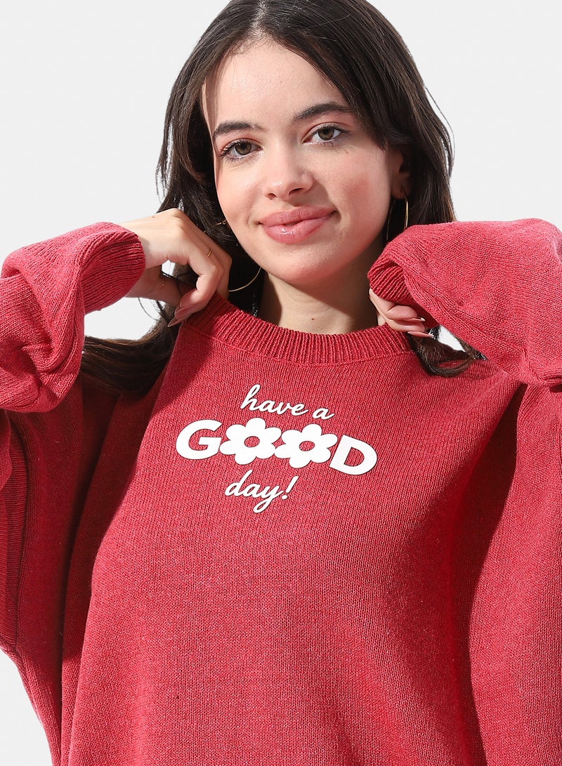 Andora Have A Good Day Patterned Long Sleeves Pullover - Image 5