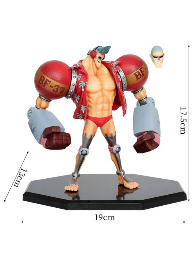 One Piece Anime One Piece Franky Action Figure with Base, Interchangeable Head Franky Model, Anime Figure Scene Statue, Anime Realistic Model Ornament, Super Collectible Model Statue Anime Figure Toy 19*17.5cm  - Image 2