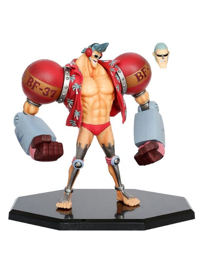 One Piece Anime One Piece Franky Action Figure with Base, Interchangeable Head Franky Model, Anime Figure Scene Statue, Anime Realistic Model Ornament, Super Collectible Model Statue Anime Figure Toy 19*17.5cm  - Image 1