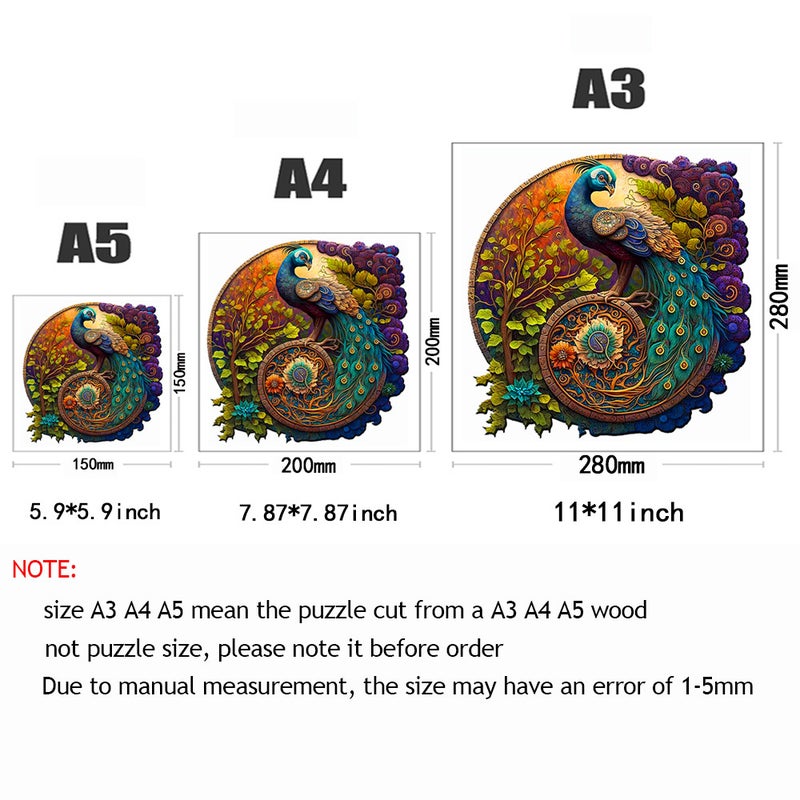 Creative Peacock Shaped Wooden Puzzle Irregular Animal Wooden Custom Puzzle Children Diy Gift Ornaments - Image 5