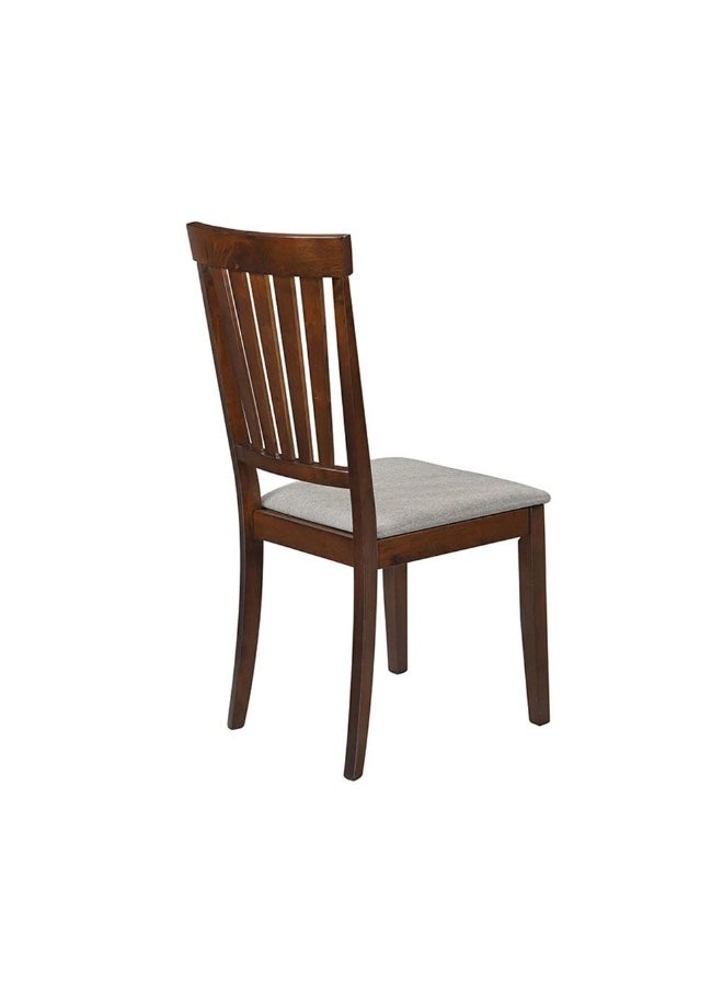 DANUBE HOME - Wallace Dining Chair Set Of 2 With Fabric Upholstery Sturdy Kitchen Dining Chairs Without Table Single Seater Modern Design Furniture For Dining Room L50Xw45Xh96Cm-Walnut/Grey - Image 1