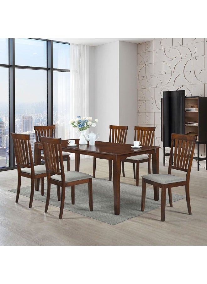 DANUBE HOME - Wallace Dining Chair Set Of 2 With Fabric Upholstery Sturdy Kitchen Dining Chairs Without Table Single Seater Modern Design Furniture For Dining Room L50Xw45Xh96Cm-Walnut/Grey - Image 1