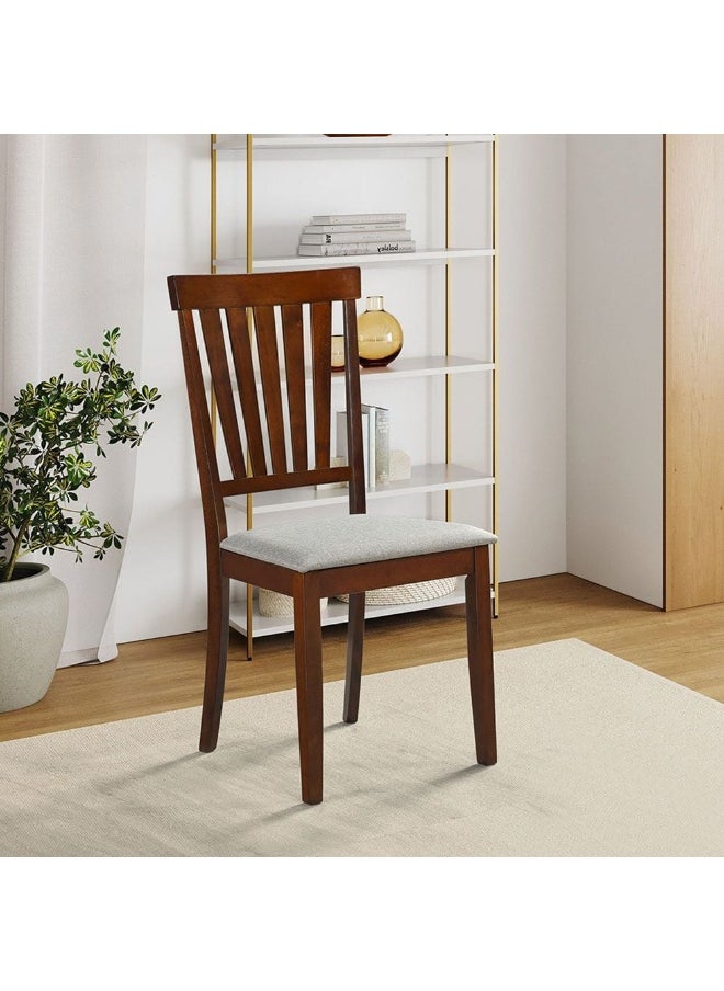 DANUBE HOME - Wallace Dining Chair Set Of 2 With Fabric Upholstery Sturdy Kitchen Dining Chairs Without Table Single Seater Modern Design Furniture For Dining Room L50Xw45Xh96Cm-Walnut/Grey - Image 1