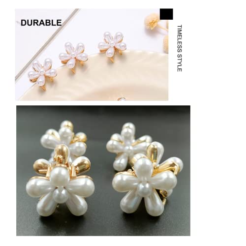 PANCIKAA ® 4Pcs Small Pearl Hair Claw Clips Retro Hair Clips with Daisy Flower, Sweet Artificial Bangs Clips Decorative Hair Accessories for Women Girls - Image 2