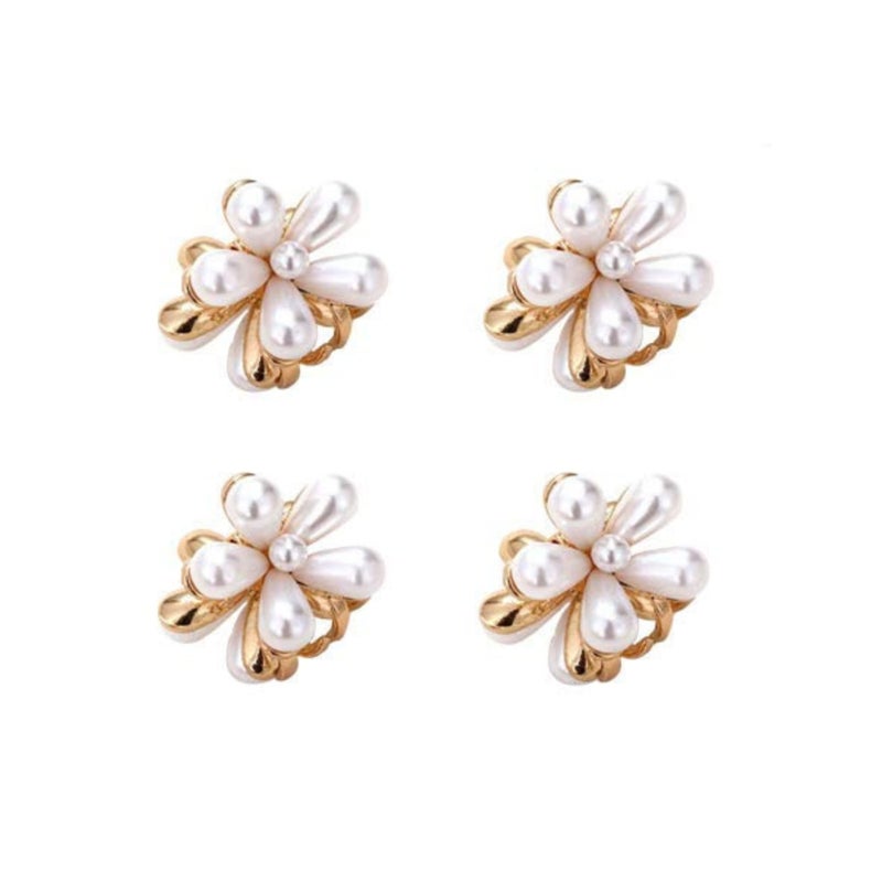 PANCIKAA ® 4Pcs Small Pearl Hair Claw Clips Retro Hair Clips with Daisy Flower, Sweet Artificial Bangs Clips Decorative Hair Accessories for Women Girls - Image 4