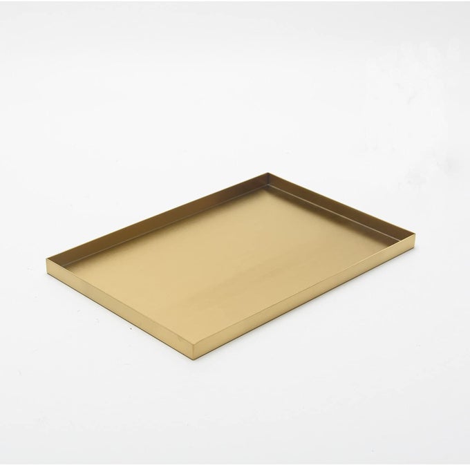 GOLD RECTANGLE TRAYS STAINLESS STEEL METAL SERVING TRAY HOME DECORATIVE BATHROOM VANITY COUNTER TOP ORGANIZATION STORAGE TRAY FOR JEWELRYCOSMETICKITCHEN TABLEWARE RECTANGLE L