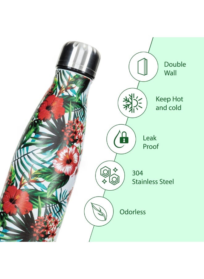 Hydrobrew Double wall Stainless Steel Water Bottle 500ML  - Tropical Hibiscus - Image 3