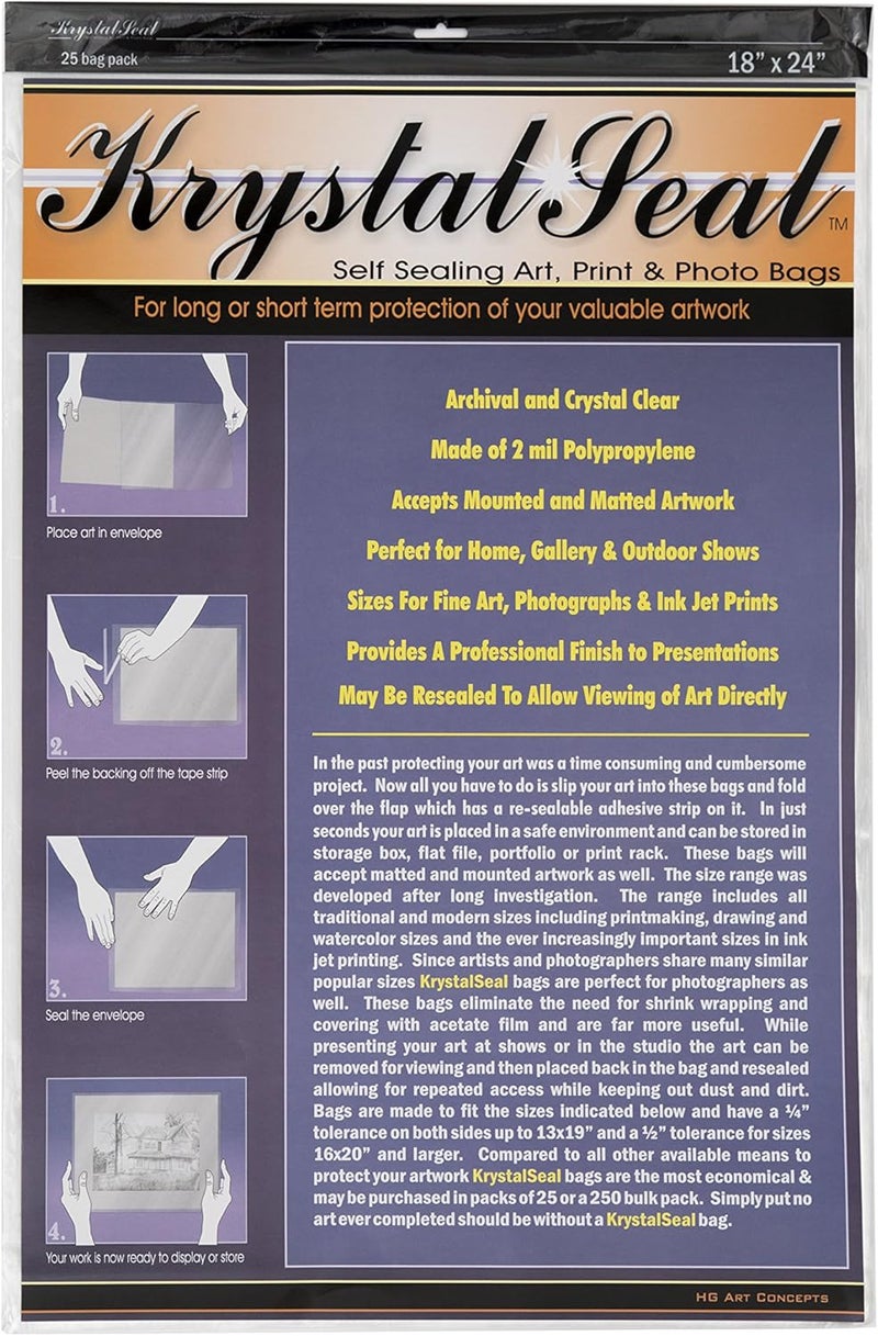 Creative Mark Krystal Seal Archival Art and Photo Bags 25-Pack 18x24" - Image 1