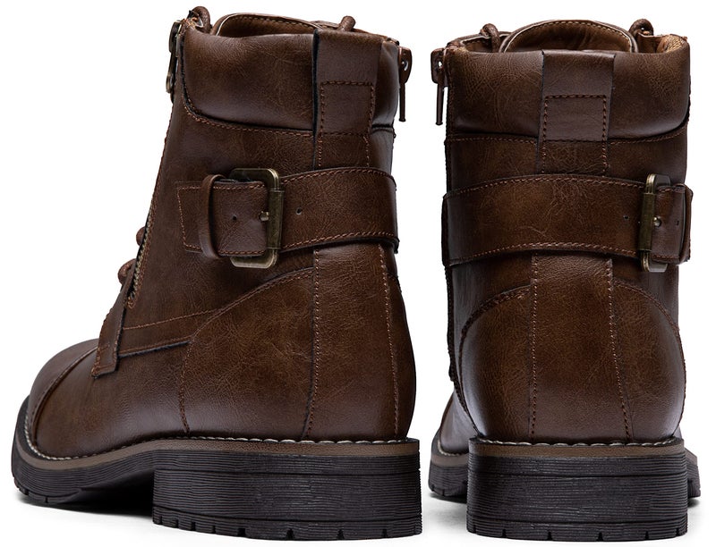 Vostey Men's Boots Casual Dress Boots for Men Brown Boots Mens Motorcycle Combat Ankle Boot (BMY678A dark brown 10) - Image 3