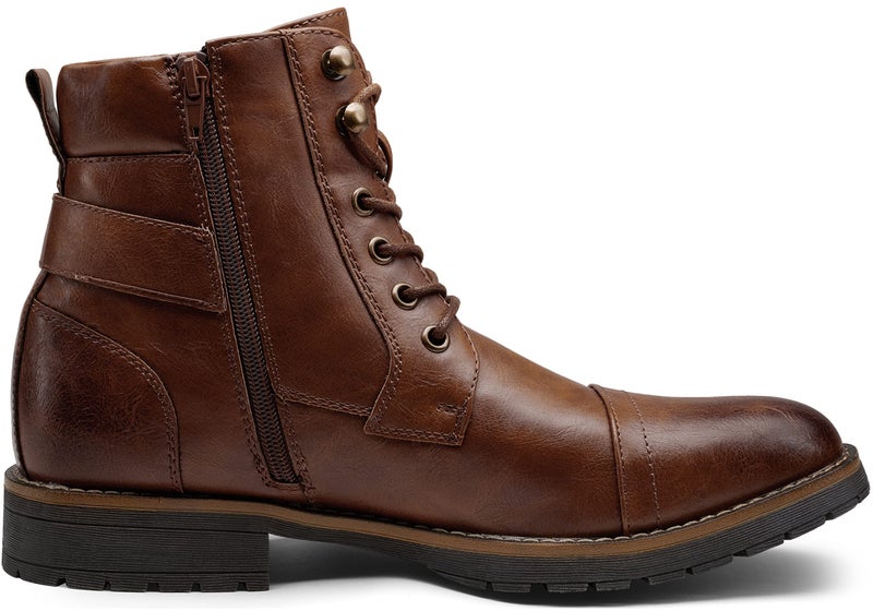 Vostey Men's Boots Casual Dress Boots for Men Brown Boots Mens Motorcycle Combat Ankle Boot (BMY678A dark brown 10) - Image 2