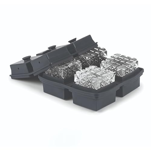WP Crystal Ice Tray Perfect Etched Large Cubes Slow Melting for Whiskey and Cocktails Food Grade Premium Silicone Dishwasher Safe BPA Free