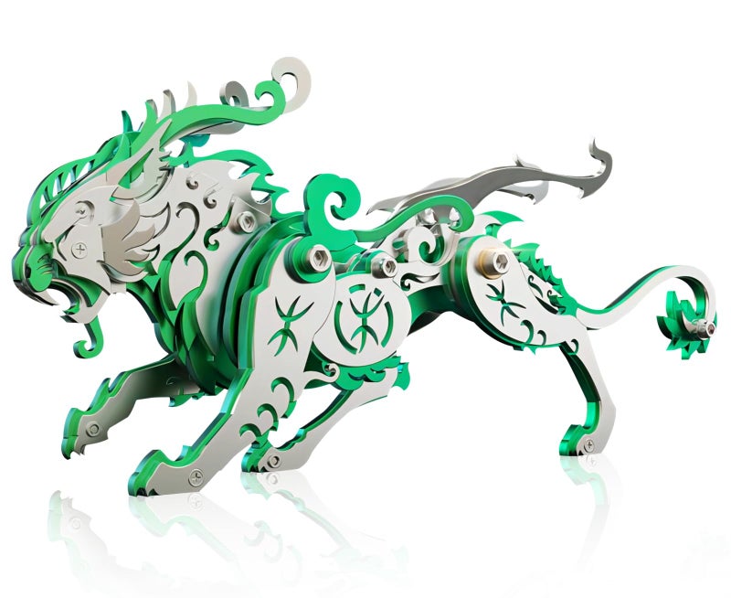 FILASLFT 3D Metal Puzzles 3D Metal Puzzle for Adults Mechanical Model Kit Green Bi an Steel 3D Puzzles Stainless Steel Ornaments for Adults Home Decor Art Craft Gifts Toys. - Image 1