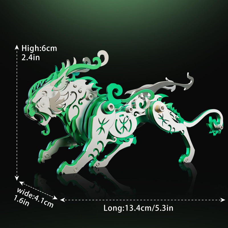 FILASLFT 3D Metal Puzzles 3D Metal Puzzle for Adults Mechanical Model Kit Green Bi an Steel 3D Puzzles Stainless Steel Ornaments for Adults Home Decor Art Craft Gifts Toys. - Image 2
