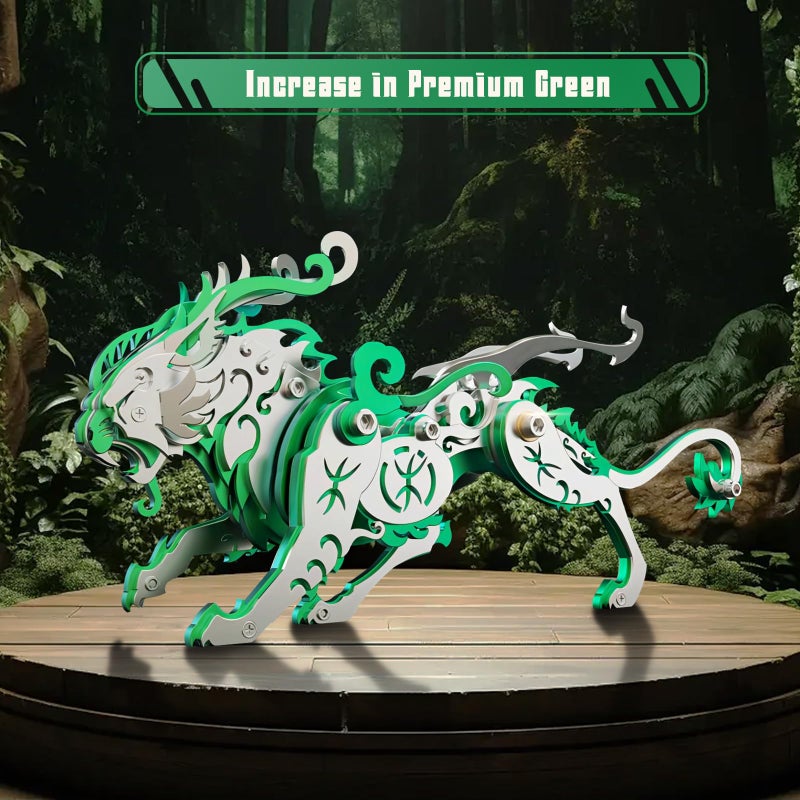 FILASLFT 3D Metal Puzzles 3D Metal Puzzle for Adults Mechanical Model Kit Green Bi an Steel 3D Puzzles Stainless Steel Ornaments for Adults Home Decor Art Craft Gifts Toys. - Image 3