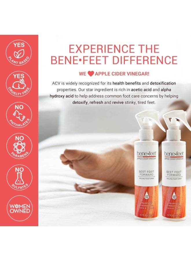 Benefeet Best Foot Forward Peeling Spray - May Help Rejuvenate + Smooth for Cracked Heels, Corns + Calluses Made w/Shea Butter, Apple Cider Vinegar + Tea Tree Oil, 6.7 oz (2 Pack) - Image 2