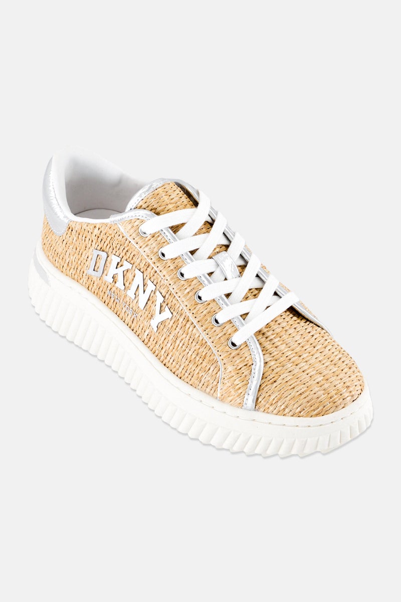 DKNY أحذية كاجوال نسائية ليون مزودة بأربطة، بيج - Image 1