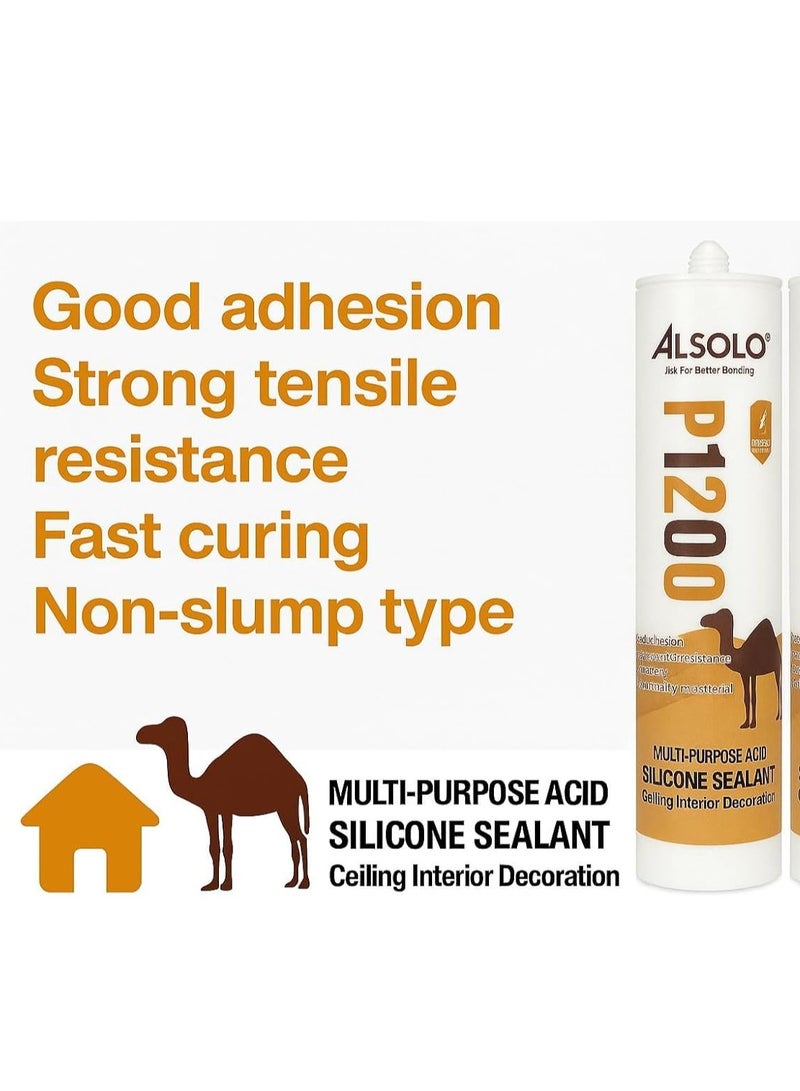 DUCHIC Duchic Alsolo GP Professional Silicone Sealant, transparent color, [ pack 3 ], High-Strength Silicone for Fish Tanks, Large Glass Panels, Indoor and Outdoor Use 300ml,(specially for wood)  - Image 2