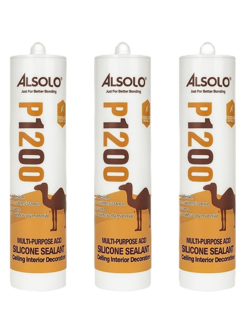 DUCHIC Duchic Alsolo GP Professional Silicone Sealant, transparent color, [ pack 3 ], High-Strength Silicone for Fish Tanks, Large Glass Panels, Indoor and Outdoor Use 300ml,(specially for wood)  - Image 1