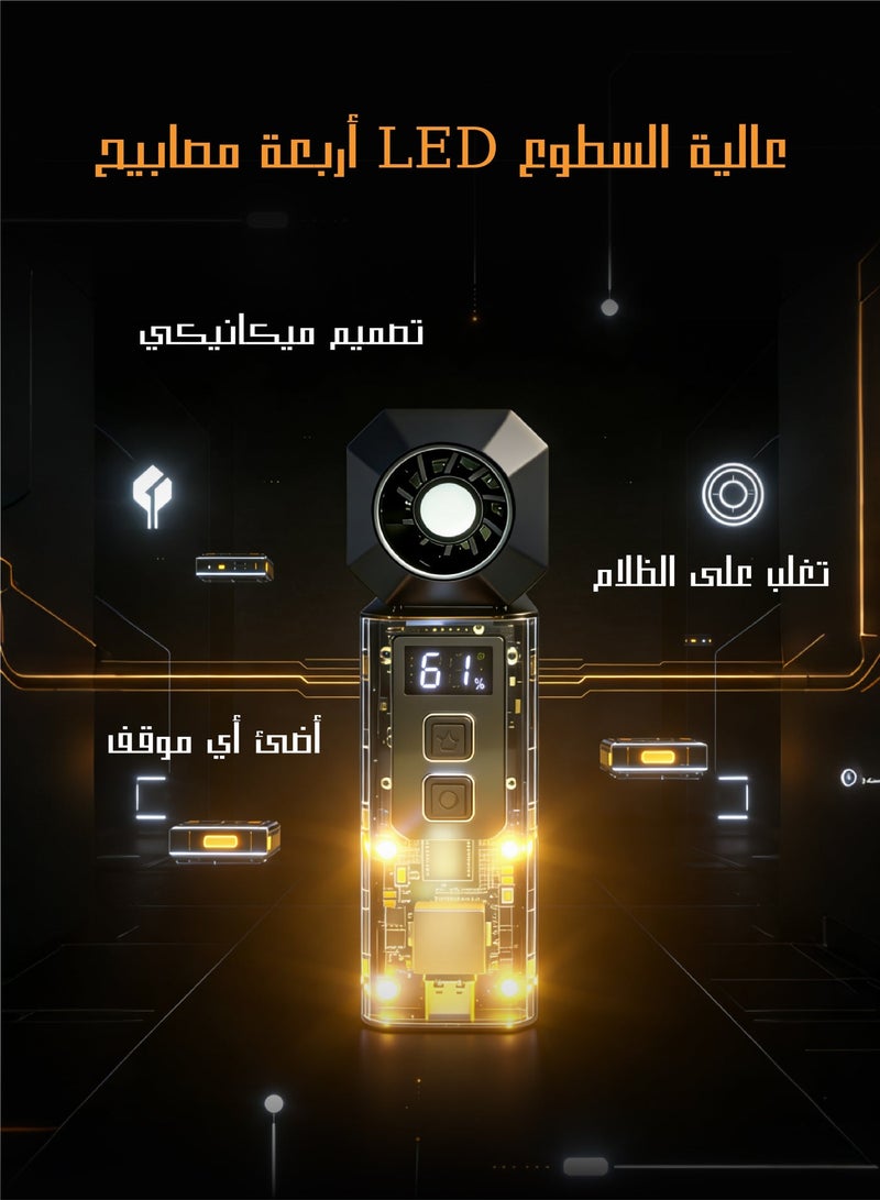 يهييو منفاخ هواء صغير، مروحة توربو محمولة 130,000 دورة في الدقيقة، مكنسة كهربائية قابلة للشحن، بطارية سريعة الشحن 10,000 مللي أمبير، منظف هواء كهربائي لاسلكي صغير مزود بإضاءة، منفاخ لاسلكي صغير مع ملحق مكنسة شفط - Image 4
