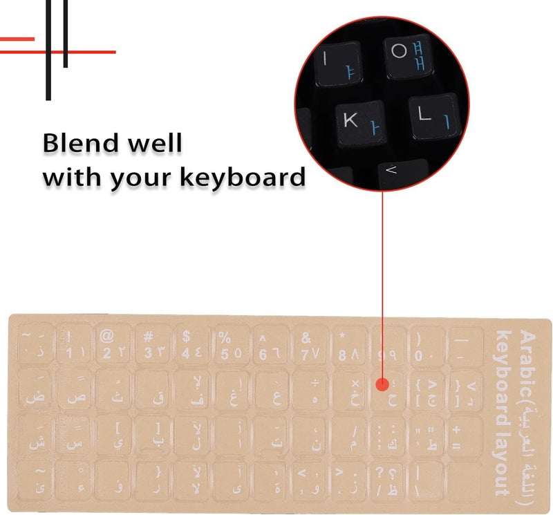 Taimi Universal Arabic Keyboard Stickers, Transparent Background, with White Lettering for Computer Laptop Notebook Desktop (Pack Of 3) - Image 3