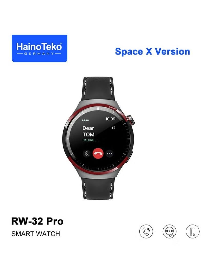 Haino Teko Haino Teko RW32 Pro Space X Smart Watch – Round Curved Display, Wireless Charger, 3 Straps Included, Bluetooth Calling, Fitness Tracker – Men's Stylish Smartwatch (Black) - Image 5