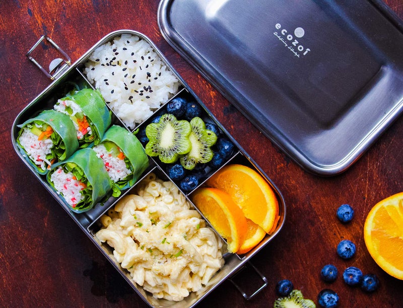 ecozoi Stainless Steel Lunch Box, 1-Tier Metal Bento Box Leak Proof with 5 Compartments, 50 Oz Metal Lunch Container, Meal Prep Food Container, with 50 ml Sauce Container - Image 2