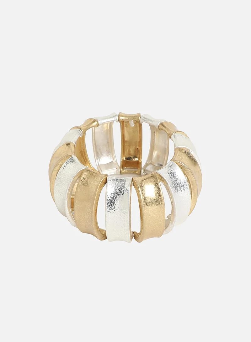 SOHI Contrast Curve Statement Artificial Bracelet Jewellery