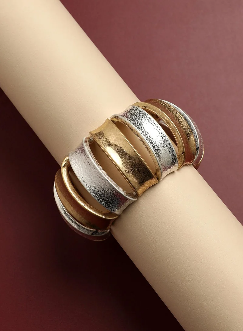 SOHI Contrast Curve Statement Artificial Bracelet Jewellery