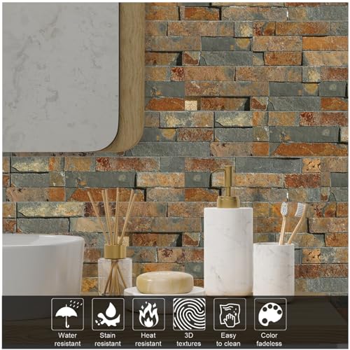 TUOKING 27-Pieces Peel and Stick Backsplash Tiles for Kitchen 4"x 12" PVC Self-Adhesive Subway Matte Stone Wall Tiles Stick on Backspalsh for Bathroom(LPM-18-27PCS) - Image 4