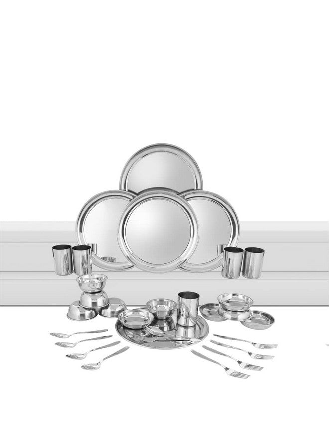Shri & Sam Stainless Steel Shagun Solid Dinner Set (30 Pcs Set) - Image 1