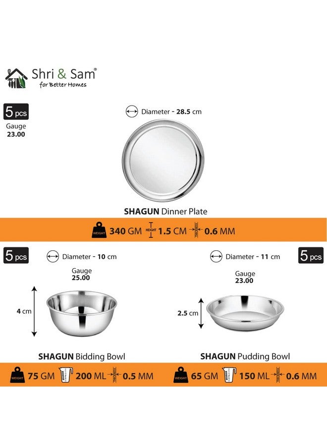Shri & Sam Stainless Steel Shagun Solid Dinner Set (30 Pcs Set) - Image 3