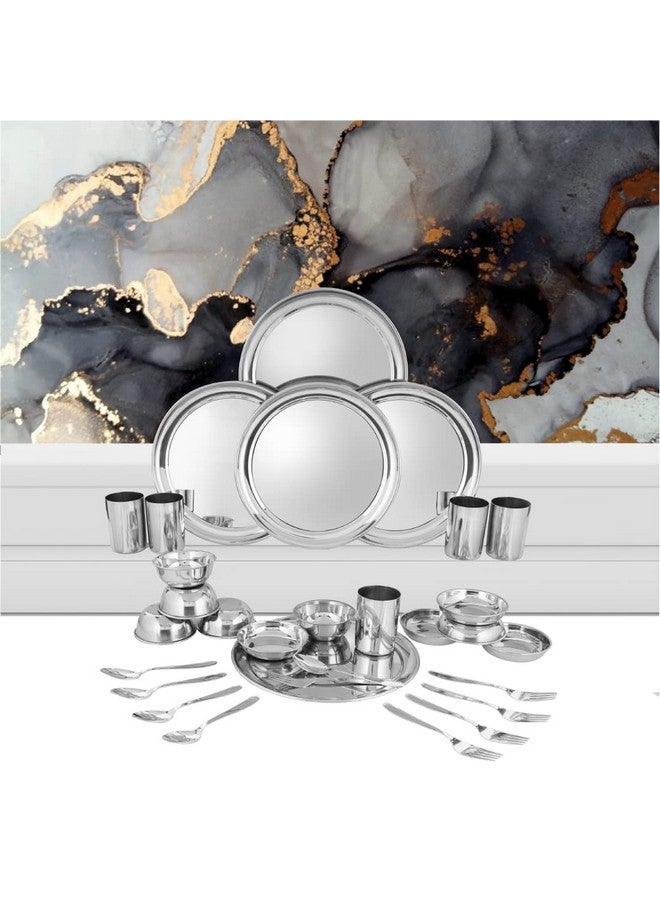 Shri & Sam Stainless Steel Shagun Solid Dinner Set (30 Pcs Set) - Image 5