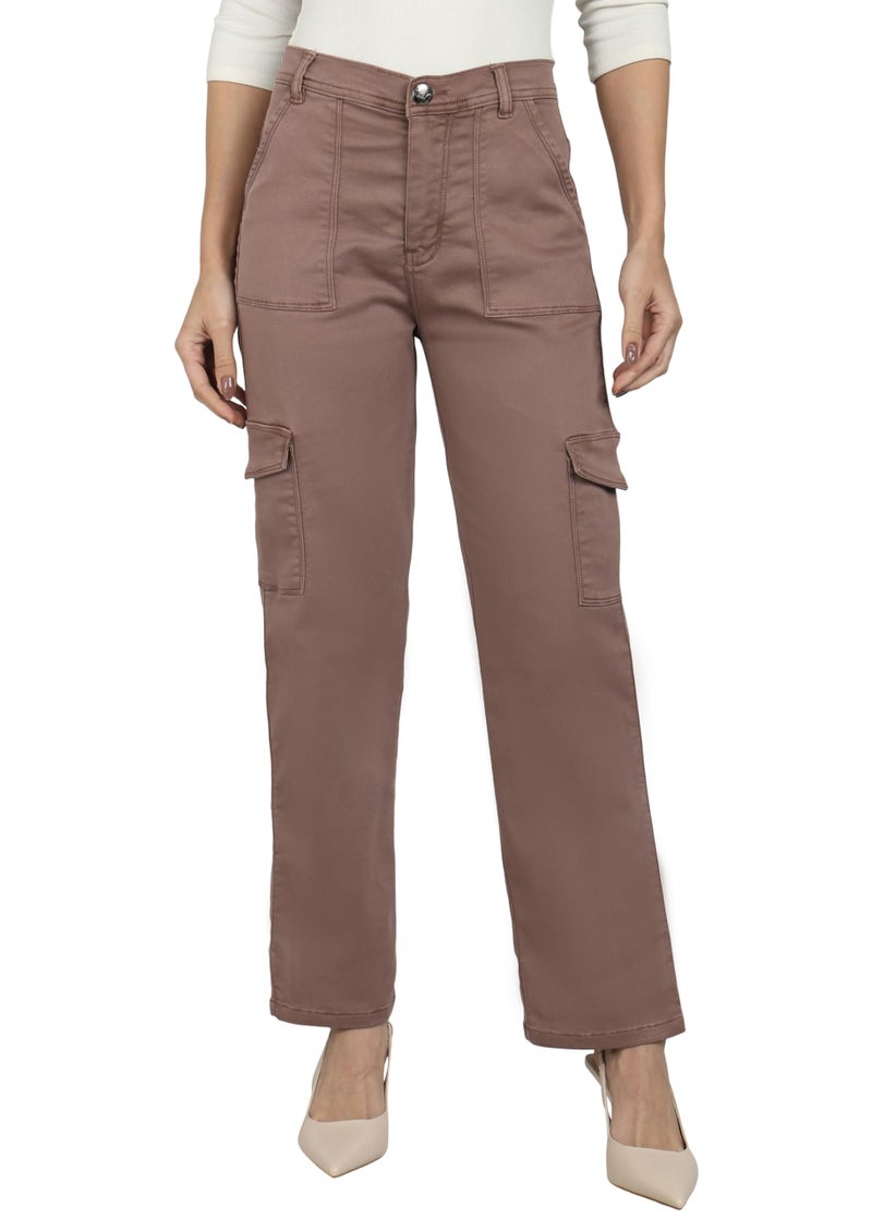 Nifty Women's Denim Relaxed Fit Coffee Cargo Jeans (1466_CFFE_28_Coffee_28) - Image 1
