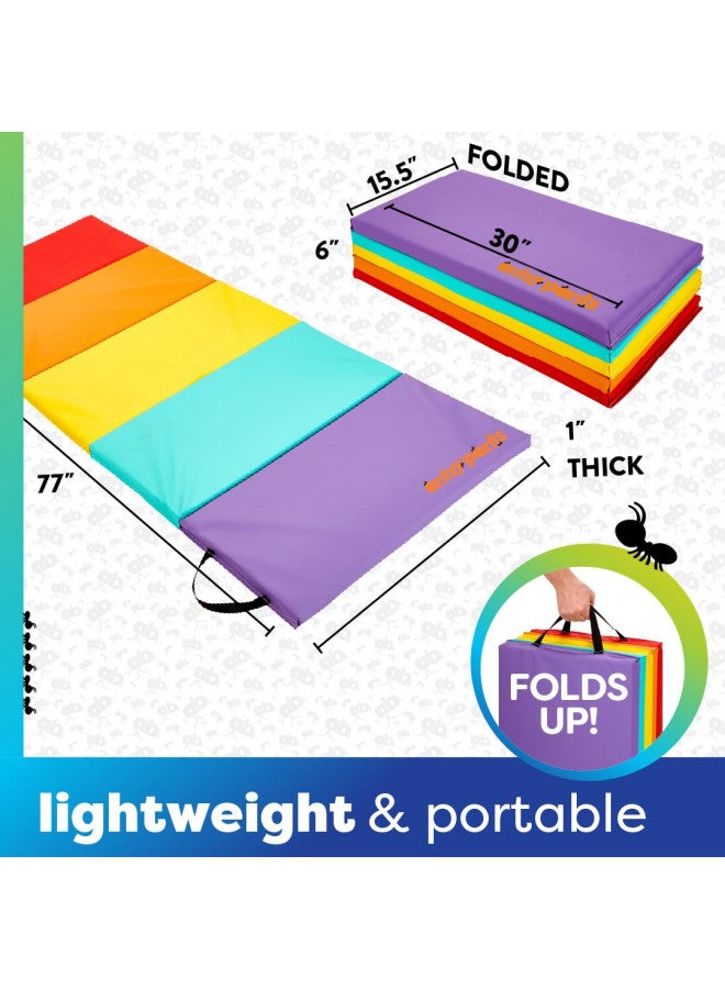 Flybar Flybar Tumbling Mat Gymnastics Mat, Easy to Clean Gym Mat, Sturdy, Foldable Tumbling Mat for Kids, Padded, Lightweight, Portable, Carrying Handle, Gymnastics Equipment for Activity Play, Original Colors - Image 3