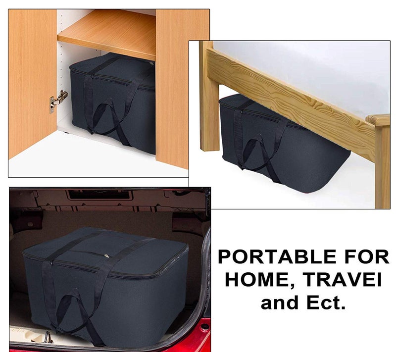 Kuber Industries Rexine 3 Pcs Jumbo Underbed Moisture Proof Storage Bag with Zipper Closure and Handle Black CTKTC5694 - Image 5