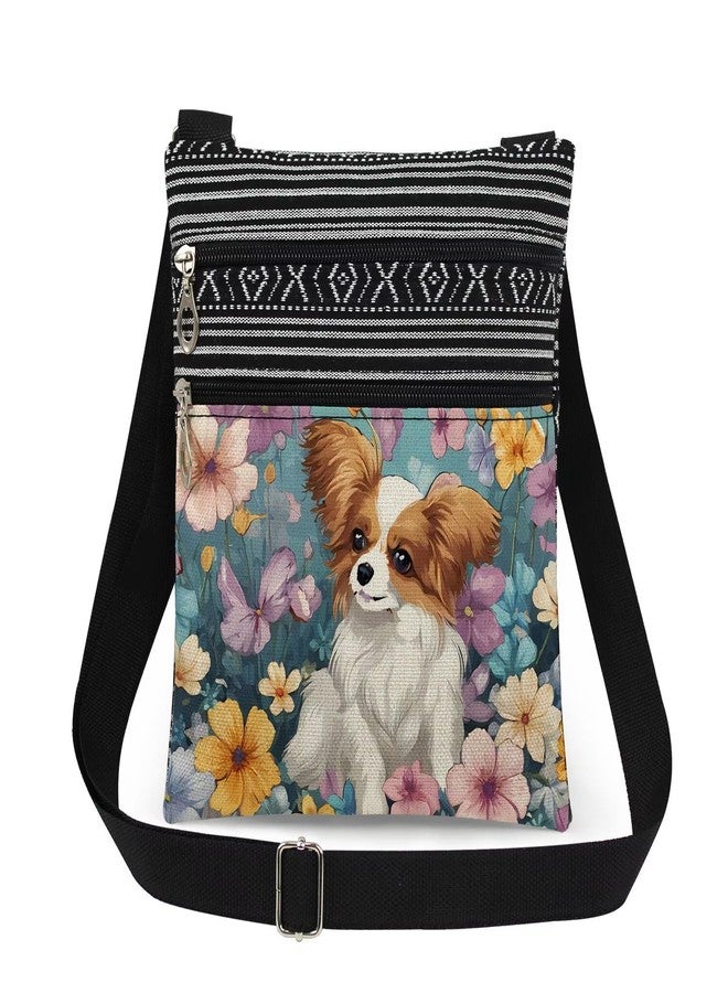 XiaoGalaee Puppy Florals Print Woemn Crossbody Bag Men Dog Print Adjustable Shoulder Strap Messenger Bag Best Gift for Sister's Dog Lover Christmas Birthday Gift Holiday Present for Friend - Image 1