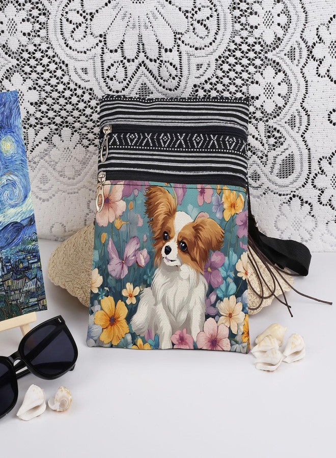XiaoGalaee Puppy Florals Print Woemn Crossbody Bag Men Dog Print Adjustable Shoulder Strap Messenger Bag Best Gift for Sister's Dog Lover Christmas Birthday Gift Holiday Present for Friend - Image 3
