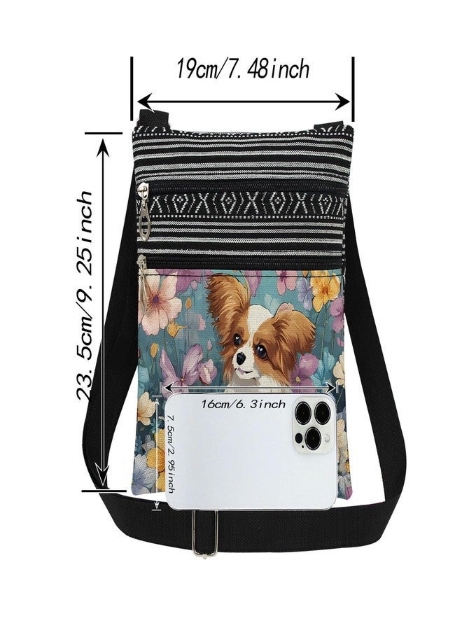 XiaoGalaee Puppy Florals Print Woemn Crossbody Bag Men Dog Print Adjustable Shoulder Strap Messenger Bag Best Gift for Sister's Dog Lover Christmas Birthday Gift Holiday Present for Friend - Image 4