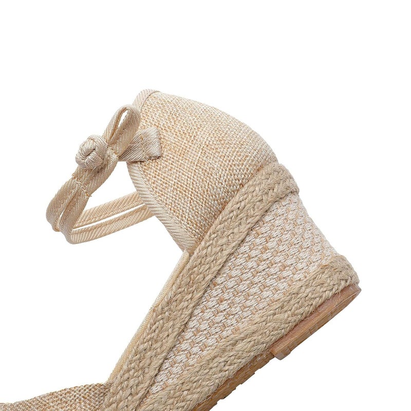 woobles Sandals for Women Dressy,Women Comfy Closed Toe Sandals Espadrilles Wedge Platform Shoe Summer Walking Casual Ankle Strap Sandals (Beige, 9) - Image 5