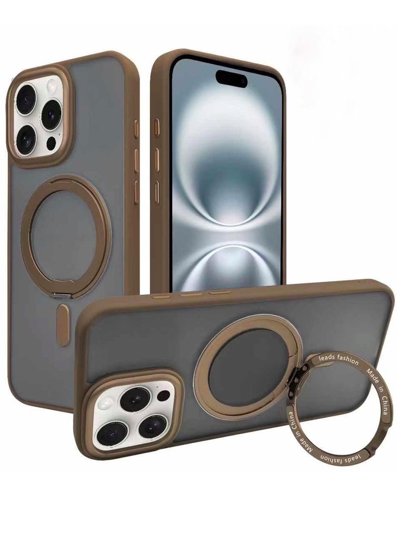 umbrella iPhone 16 Pro MagSafe Case with Magnetic Invisible Stand,【Full Shockproof Protection】Matte Back Phone Cover with Magnet Kickstand for Apple 16 Pro (brouns - Image 1