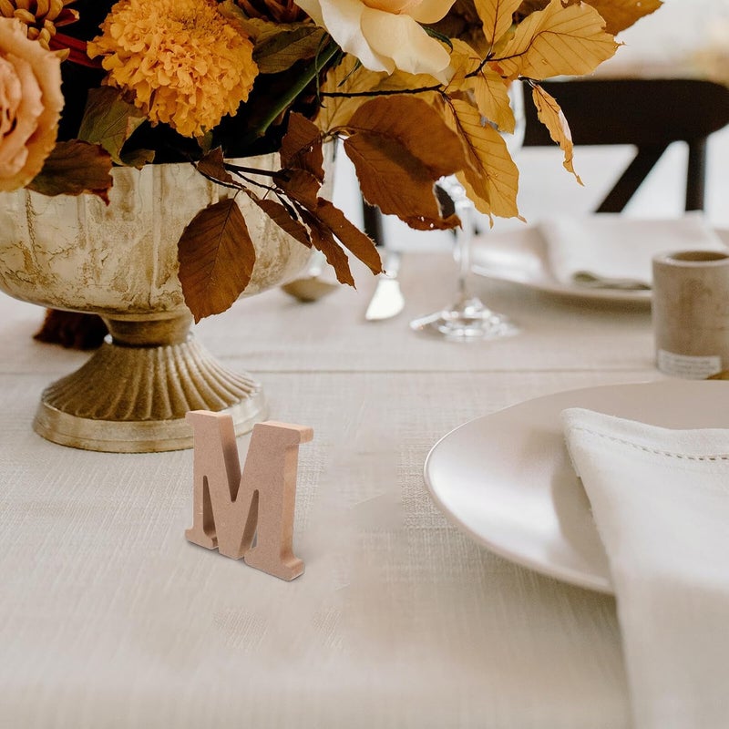 Healifty Wooden Letter Blocks Unfinished DIY Woodcrafts for Wedding and Home Decor, Natural Wood Color 1.5cm Thick Letters for Wall and Shelf Decoration - Image 5