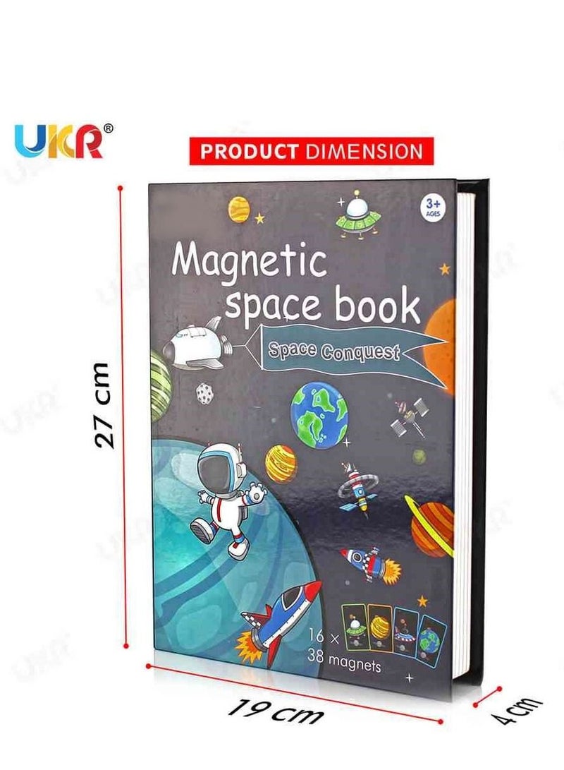 UKR Boy's Magnetic Book Shape Aerospace Puzzles Game – Engaging Educational Toy for Kids Age 3+ | Fun Learning Activity for Shape Recognition & Space Exploration | Interactive Puzzle for Toddlers & Preschoolers | STEM Learning Toy for Kids | Space-Themed Magnetic Puzzle for Early Education - Image 5