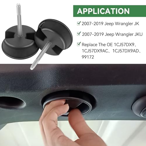 Bentolin Freedom Hard Top Panel Mounting Knob Replacement Screws Compatible with 2007-2019 Jeep Wrangler JK 2/4 Door, 2 Pack - Image 2