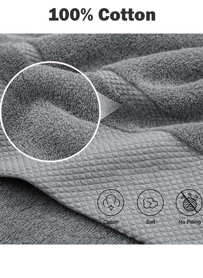 YIM-VIBEHAUS 3pcs Cotton Bath Towels Set, Ultra Soft Absorbent Bathroom Towel for Home and Hotel Shower Towel, 1 Bath Towel(140x70cm)+ 2 Hand Towels(74x34cm) White  - Image 2