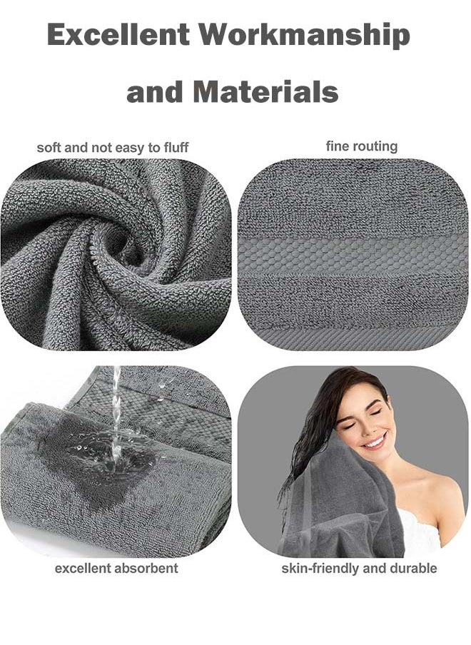 YIM-VIBEHAUS 3pcs Cotton Bath Towels Set, Ultra Soft Absorbent Bathroom Towel for Home and Hotel Shower Towel, 1 Bath Towel(140x70cm)+ 2 Hand Towels(74x34cm) White  - Image 5